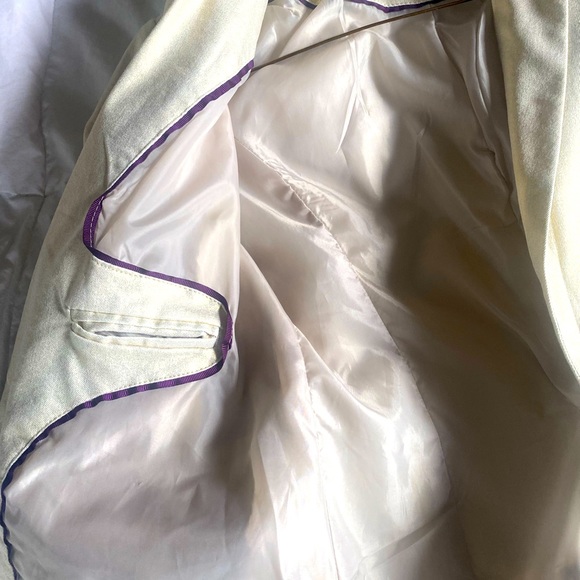 Cream-Chrome Pleated Blazer Jacket, Womens, Size M - Picture 5 of 5